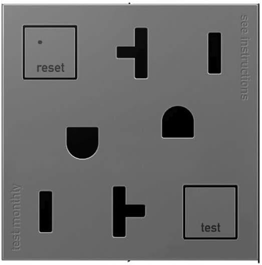 Legrand adorne Tamper-Resistant Self-Test Electrical GFCI Outlet, 20A, Magnesium Finish, AGFTR2202M4