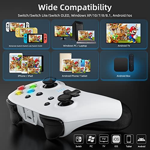 EasySMX Bluetooth IOS Wireless Switch Pro Game Controller Joystick Gamepad for Steam Deck/Nintendo Switch/Android/IOS,iPhone,iPad,TV, PC(Wired) Programmable/6-Axis/Linear Trigger/Turbo/Vibration/