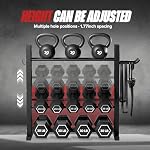 Dumbbell Rack Weight Storage Stand: 3 Tier Adjustable Organizer with Side Hooks – Space Saving 30" Wide Compact Weight Holder for Home Gym, Stand Only