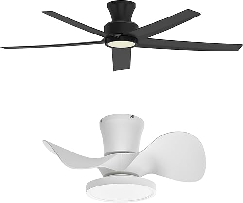 ocioc Ventilador de techo silencioso con luces de 22 pulgadas y 52 pulgadas ventiladores de techo con motor de CC y paquete remoto