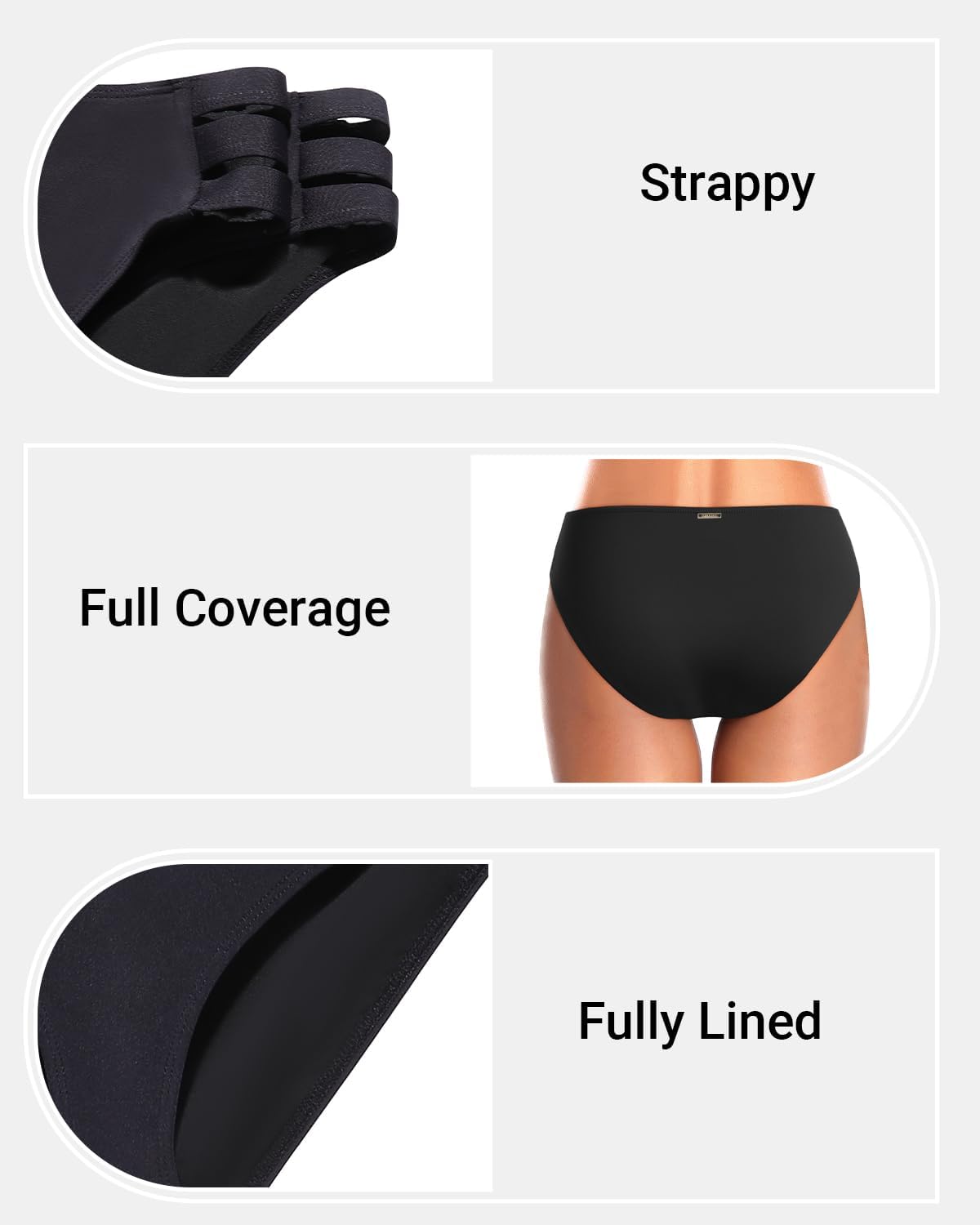 Zmart Women Standard Strappy Bikini Bottoms Full Coverage Bathing Suit Cutout Swim Low Rise Swimsuit Bottom - Image 3