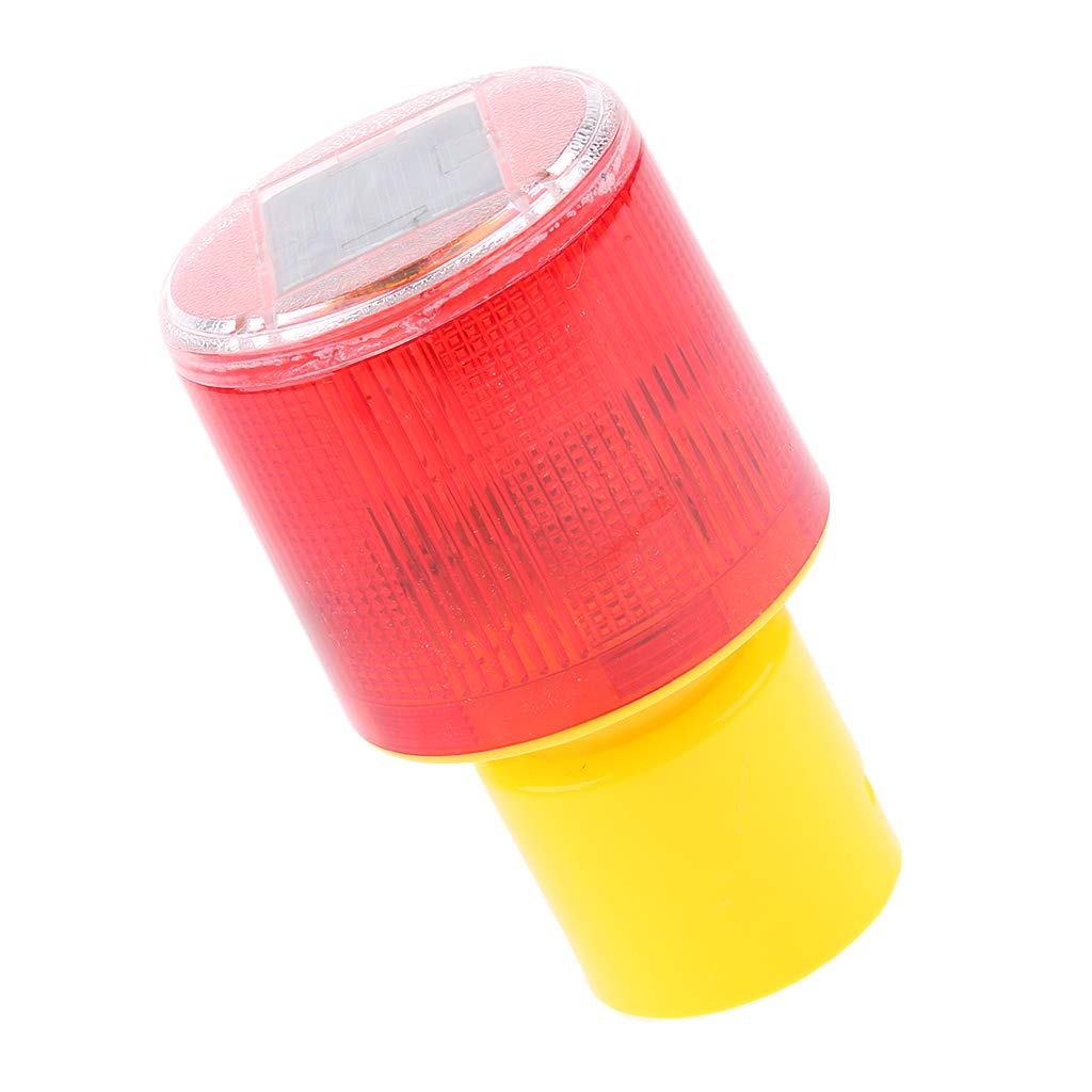 ELBME® Solar Powered Warning Light Round Alarm Signal Construction Beacon Red Charge at Daytime, Corrosion Resistant-picture-45