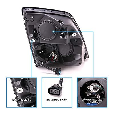 AmeriLite Black Dual LED Halo Projector Replacement Headlights Pair For 2004-2017 VN/VNL Heavy Big Rig Truck