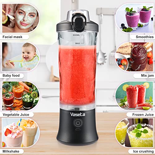 Portable Blender, Personal Size Blender For Shakes And Smoothies, Blender With 6 Blades, 20Oz Mini Mixer Rechargeable For Kitchen/Gym/Travel/Office, Bpa-Free,Black #TOP1