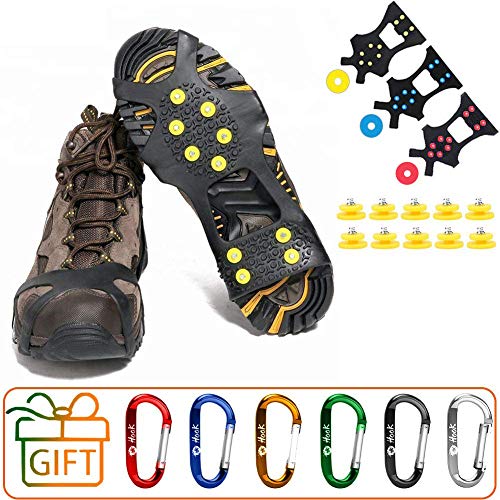 Hook Crampones Ligeros de 10 Dientes Antideslizante Nieve Hielo para Esquí Senderismo Acampada