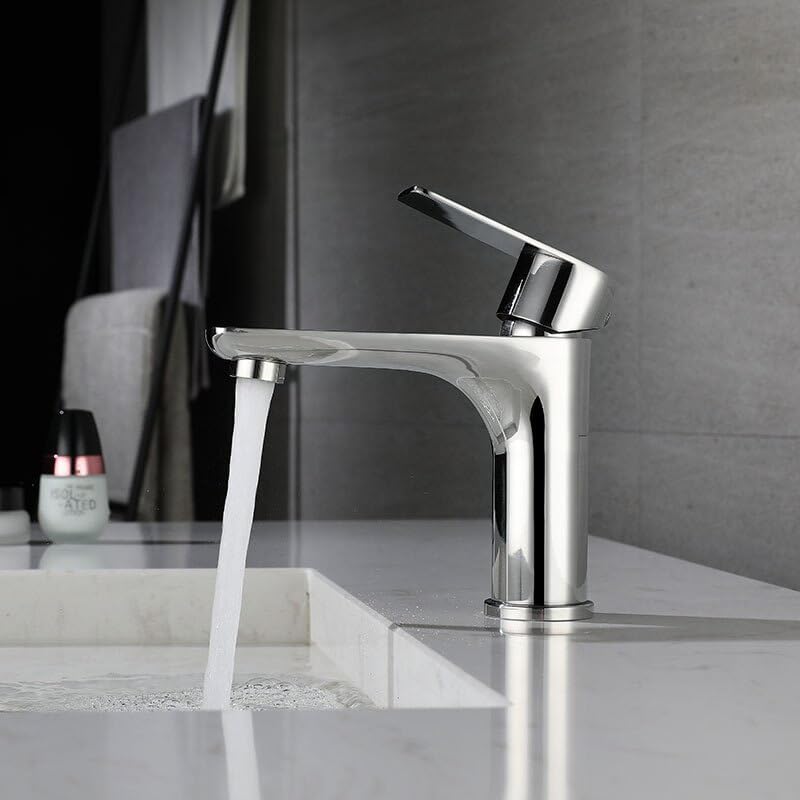 Basin Faucet Chrome Bathroom Faucet Hot and Cold Stainless Steel W