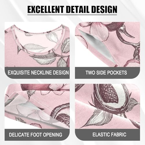 ALAZA Cherry Bow Flower Floral Pajamas Set Short Sleeve Cotton Sleepwear Summer Pjs 2 Piece 5-14Y4