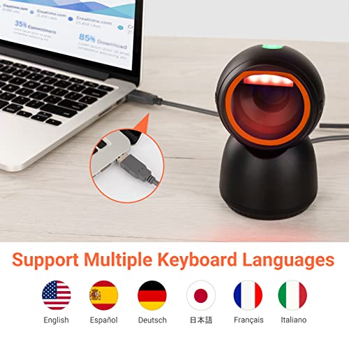 Tera 2D Qr Omnidirectional Desktop Barcode Scanner With Magnet (Attachable & Stable) Hands Free Usb Wired Platform Bar Code Reader For Pos System Supermarket Retail Store Warehouse Screen Payment 9300 #TOP6