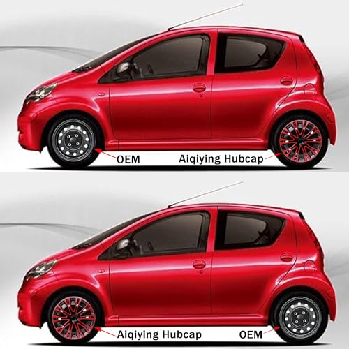 Image of Hubcap Wheel Cover Replacement R16 Hub Caps Universal-Fit Steel Wheel Rim Cover ABS Material Exterior Accessories for Car Truck SUV -Set of 4(16-inch,Red-Black)