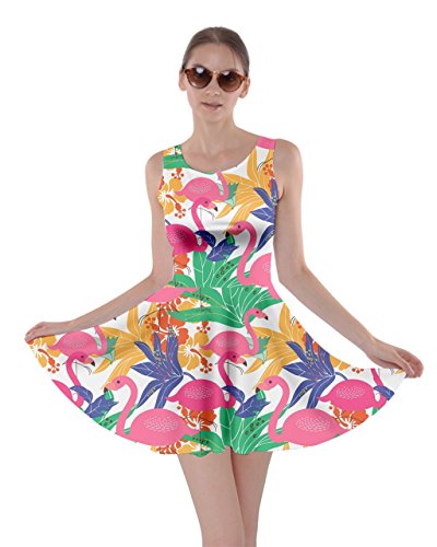CowCow Womens Colorful World Flamingo V2 Skater Dress, Colorful - S