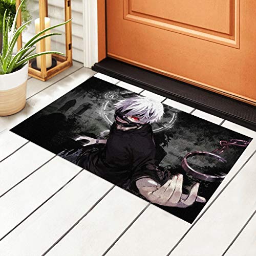 Yuange Tokyo Ghoul Anime Door Mat Outdoor Rug Non Slip PVC Doormat Front Indoor Outdoor Doormats PVC Backing/Bathroom/Kitchen/Bedroom/Entryway Floor Mats Carpet 23.6x15.7 Inch