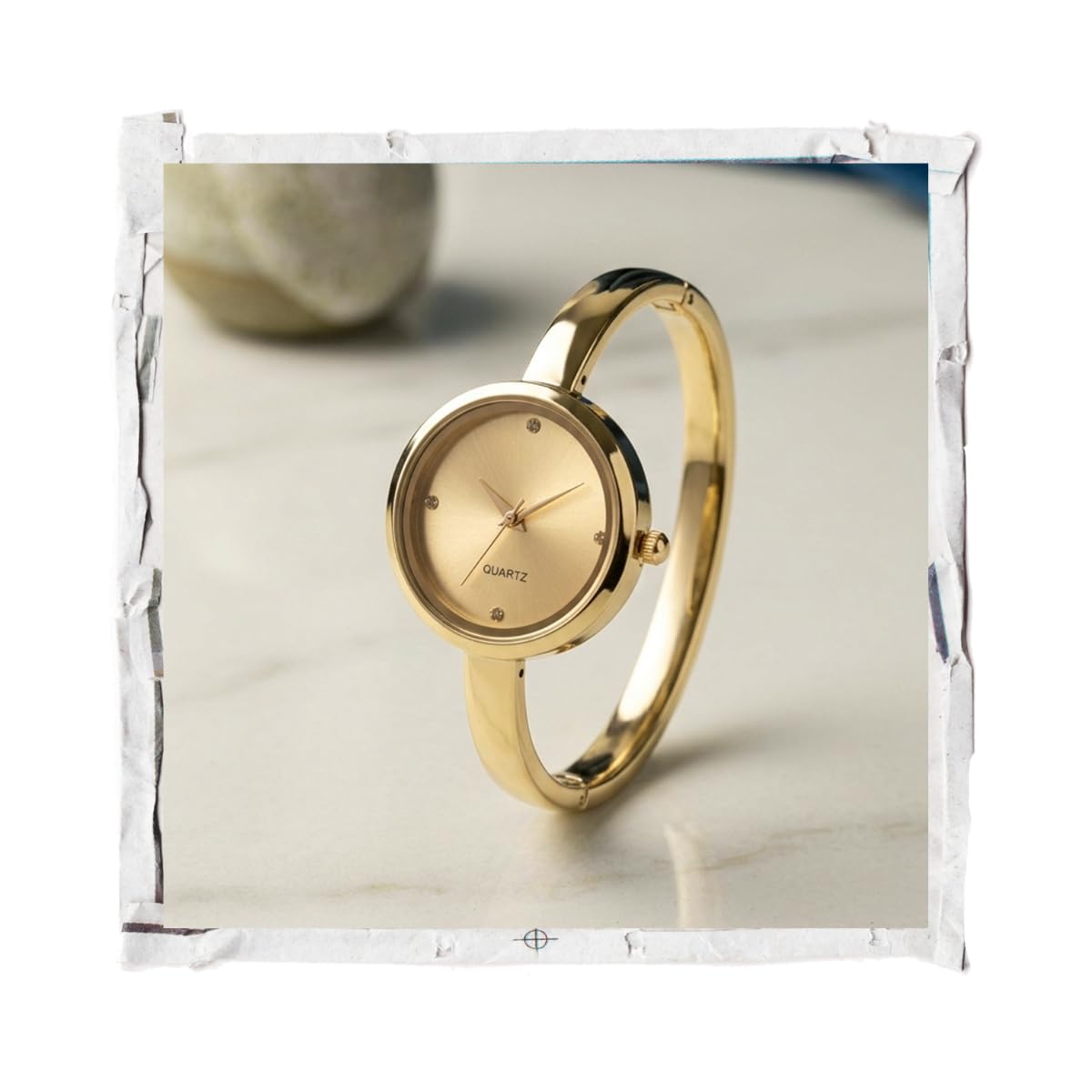 wisewalker Women's Rose Gold Bangle Watch, Slim Stainless Steel Bracelet, Crystal Dial Markers, Elegant Style Wrist Watch Ladies-picture-12