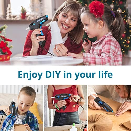 Tilswall Hot Glue Gun for Crafting, 60W Mini Melt Guns with 3pcs 7mm x 100mm Glue Sticks, Fast Heating Glue Gun for DIY, Art, Crafts, Sealing, Home Repairs, Card, Glass, Office Repair