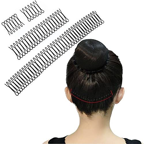 Feelingwarm U Shape Hair Finishing Fixer Comb, 6 Pieces Bobby Bangs Holder Styling Tool Stretchable Hair Pin U Shape Wavy Comb Clips Spring Headband Circle Styling Black Pins Bun Hairpins For Women Girl thumb #3