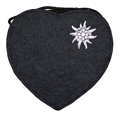 Herz Trachtentasche mit Edelweiß Schwarz Cover