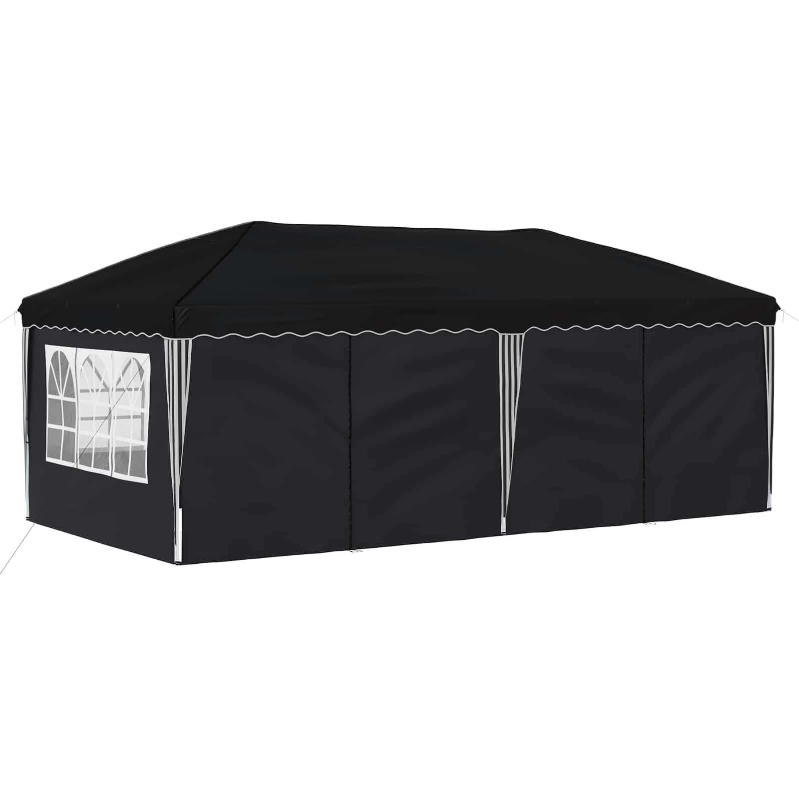 Namiot imprezowy pop-up, kolor antracytowy, 575 x 288 x 245 cm, z malowaną proszkowo stalową ramą, 6 części bocznych, z regulacją wysokości, do ogrodu, na taras, na zewnątrz, wesele