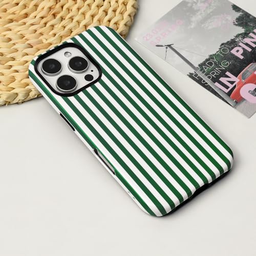 Coque iPhone 15 Pro Max vert rayures en TPU rigide antichoc