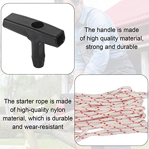 Starter Seil, Starter Seil 10-Meter 3,0 mm Ziehen Schnur mit 4 Stücke Starter Griff, Rasenmäher Starter Schnur Seil für Rasenmäher Kettensäge Trimmer Edger Bürste Schneider Motorteile – Bild 4