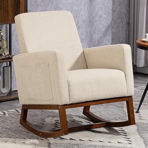 CUSMIZR Accent Chair for Living Room Nursery Rocking Chair，Arm Chair Mid Century Furniture Modern Accent Chairs Glider Rocker Chair Upholstered Gliding Rocking Chair for Apartment/Bedroom Cover
