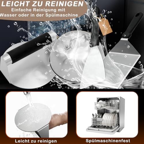 Cerkkapo Burger Smasher Set, 4-TLG Smash Burger Set, Smash Burgerpresse Edelstahl,Burger Set Beinhaltet Burgerpresse, Grillspachtel, Pfannenwender und Burgerglocke für Plancha Gasgrill Teppanyaki