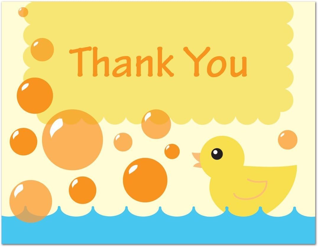50 Cnt Yellow Duck Bubbles Bath Baby Shower Thank You Cards