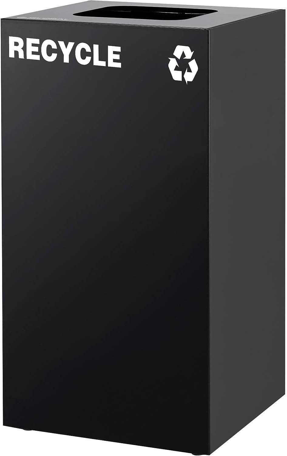 Global Industrial Square Recycling/Trash Can with Waste Lid, 32 Gallon, Black