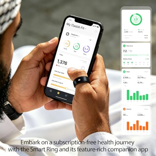 Image of XG.&co Muslim Islamic Zikr Tasbih Smart Ring IP68 Waterproof Fitness Tracker Tasbih Counter Tasbeeh Counter Prayer Reminder Fajr Tracker Sleep Monitor Multi-Sport Magnetic Type C Gift