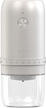 Portable Electric Burr Coffee Grinder with 40 Adjustable Settings & 35g Capacity, 1800mAh Rechargeable Coffee Bean Grinder with Conical Ceramic Burr, for Travel, Camping White