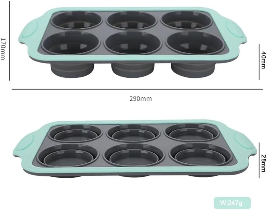 Silicone Muffin & Cupcake Pan Mini 2Pack, Non-stick Bakeware Baking Pan Cake Molds Set Top Home Kitchen Rubber Trays Molds Oven Microwave Dishwasher Safe (Grey)