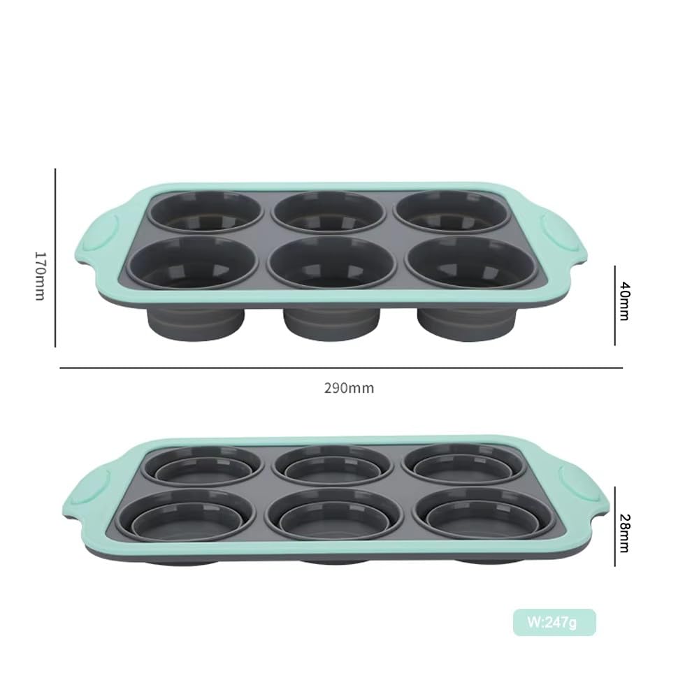 Molde de silicona para magdalenas y magdalenas, antiadherente, molde para hornear, molde para hornear, molde para cocina, horno, microondas, lavavajillas (gris)