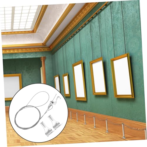 Image of VILLCASE 2Set Heavy Duty Picture Hanging Hardware Adjustable Wire Kit with Hooks for Securely Hanging Art Photos and Mirrors for Versatile Use