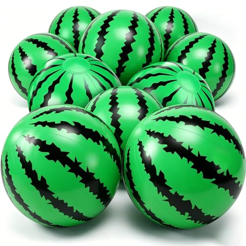 [16+14] 12 Pack Watermelon Beach Balls Bulk Inflatable Mini Beach Ball for Kids Adults Beach Water Swimming Pool Toys Summer Halloween Hawaii Luau Party Favors Fruits Theme Pool Party Decor