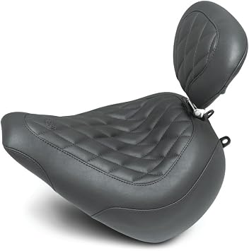 Mustang 83061 Wide Tripper Solo Seat with Driver Backrest - Diamond Stitch - Black
