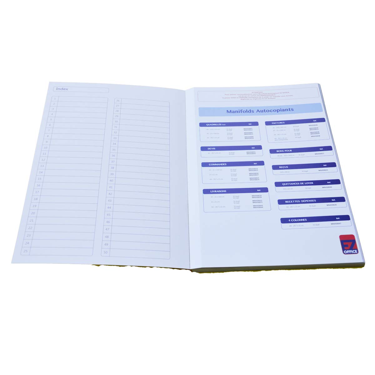 Manifold Factures avec mention de TVA Tripli A4 Taille: 210 x 297 mm / 21 x 29,7 cm Foliotage 50 feuillets Tripli autocopiants EZ Office