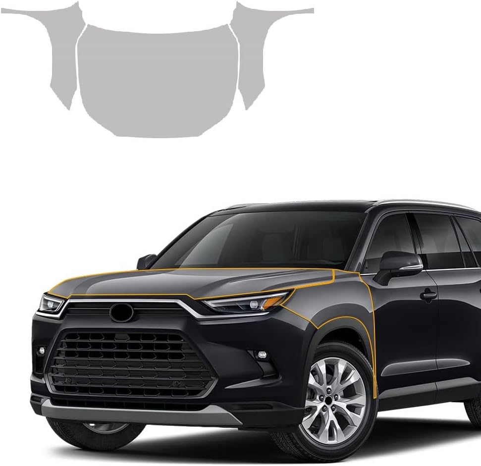 for Toyota Grand Highlander 2024 2025 Hood Fender Precut Clear TPU PPT Paint Protective Film,8.5 Mil Scratch-Resistant Self-Healing PPF film for External Invisibility Protection Accessories for Toyota
