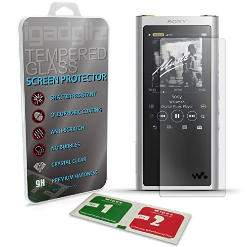 iGadgitz U6877 Tempered Glass Screen Protector for Sony Walkman NW-ZX300 High-Resolution Audio MP3 Player Shatterproof 9H Hardness Anti Scratch