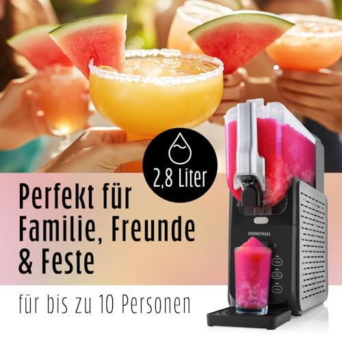 GOURMETmaxx FreezeUp Slush Eis Maschine | Slush Ice Maker mit 5 Modi | Slushmaschine für Slushies, Milchshakes, Softeis etc. | Slush Maker elektrisch – 2,8 L | Eismaschine Slush für bis zu 10 Personen