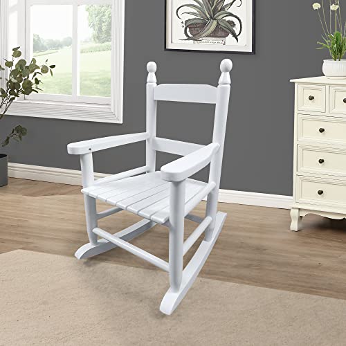 Rpuzonier Kids Rocking Chair, Children’s Rocking Chair, Wooden Classic Rocker Chair Toddler Rocking Chair with Classic Rocker?Hardwood Construction for Nursery, Indoor, Outdoor, Living Room (White)