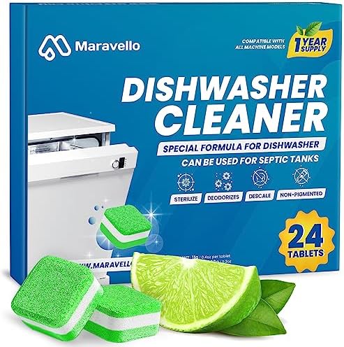Dishwasher Cleaner Tablets for Deodorizer and Descaler: Maravello Active Lemon Formula Deep Cleaning Dish Washer Machine – Remover Limescale, Hard Water, Calcium, Odor, and Smell – 24 Count for 1 Year’s Supply Dishwasher Cleaner Tablets for Deodorizer and Descaler: Maravello Active Lemon Formula Deep Cleaning Dish Washer Machine – Remover Limescale, Hard Water, Calcium, Odor, and Smell – 24 Count for 1 Year’s Supply