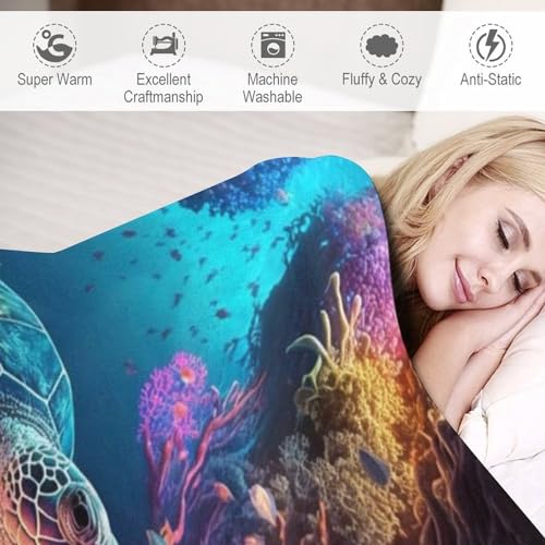Manta de franela de tortuga marina 140x180 cm para sofá y dormitorio todo el año 6