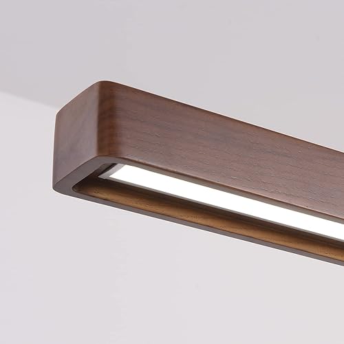 Miniatura 4 de Lámpara colgante lineal de madera de 39 pulgadas, iluminación LED regulable para isla de cocina con control remoto, lámpara colgante ajustable para