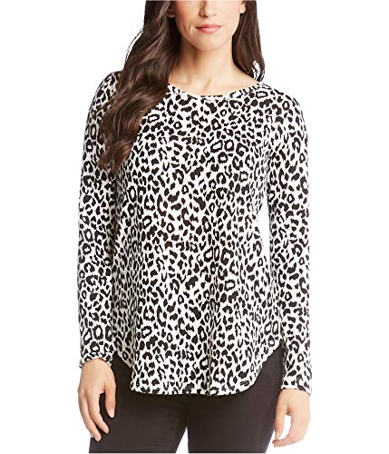 Karen Kane Womens Leopard Pullover Sweater, White, X-Small