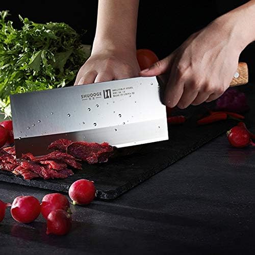 DAXXIN Meat Cleaver,Cleaver Knife, 8 inch Stainless Steel Cleaver Butcher Knife Kitchen Knife Wood Handle Chopping Knife Kitchen Cooking Chef Knife(Large Chopper)
