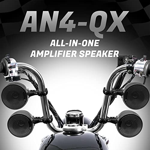 Gohawk An4-Qx Gen.2 All-In-One 1200W Built-In Amplifier 4.5" Waterproof Bluetooth Motorcycle Stereo 4 Speakers Audio Amp System Aux For 1 To 1.25" Handlebar Harley Cruiser Can-Am Atv Utv Rzr Polaris #TOP1