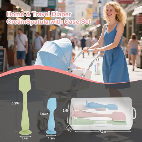 image for dlozrak 4-Pack Diaper Cream Spatula with Travel Case, Soft Baby Butt S