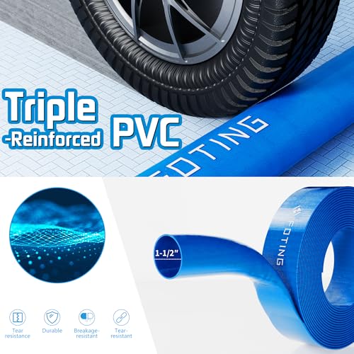 FOTING 50FT Pool Backwash Hose 1-1/2 IN, Heavy-Duty Discharge Hoses PVC Pool Drain Hose, Lay Flat Hose for Pool Drainage, Sump Pumps, Yard, Water Transfer, Weather-Proof Water Pump Hose by FOTING - Image 3