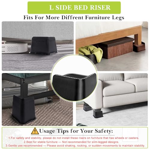 image for Yookwutar Bed Risers 1 inch, 2 inch, 3 inch, 4 inch, 6 inch, 8 inch He