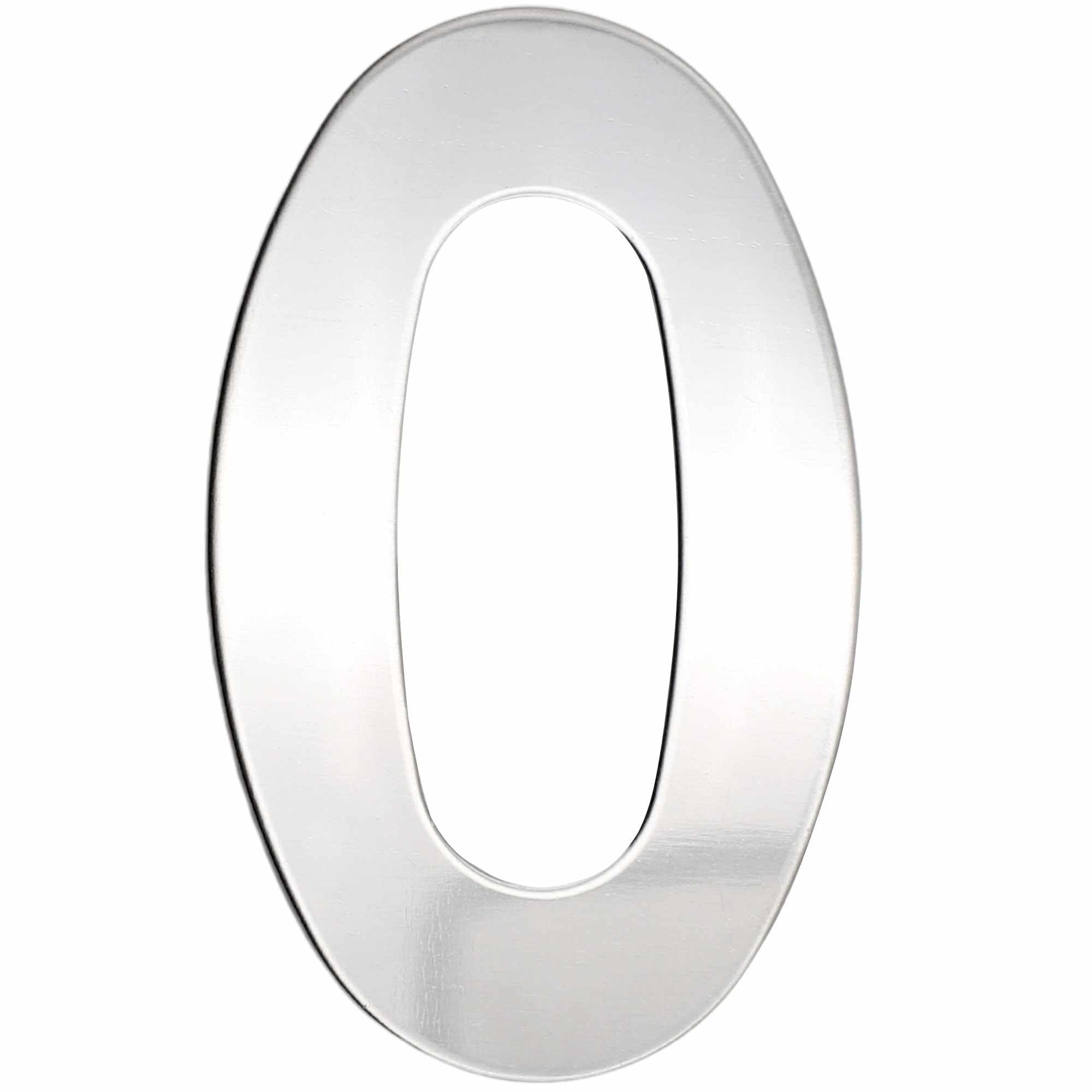 TECHZOCO Numero 0 casa, Número Cero hogar, Número 0 para puerta, Número para pared, Número 0 buzón, Acero inoxidable 304, 75 mm alto x 47 mm ancho, Adhesivo, Plateado