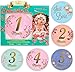 Baby Monthly Stickers-24 Floral Milestone Stickers with Shiny Metallic Gold Letters for Newborns | Celebrate 0-12 Months, Babys First Year Birthday, Holidays | Awesome Baby Shower Gift -by ThanKiu2