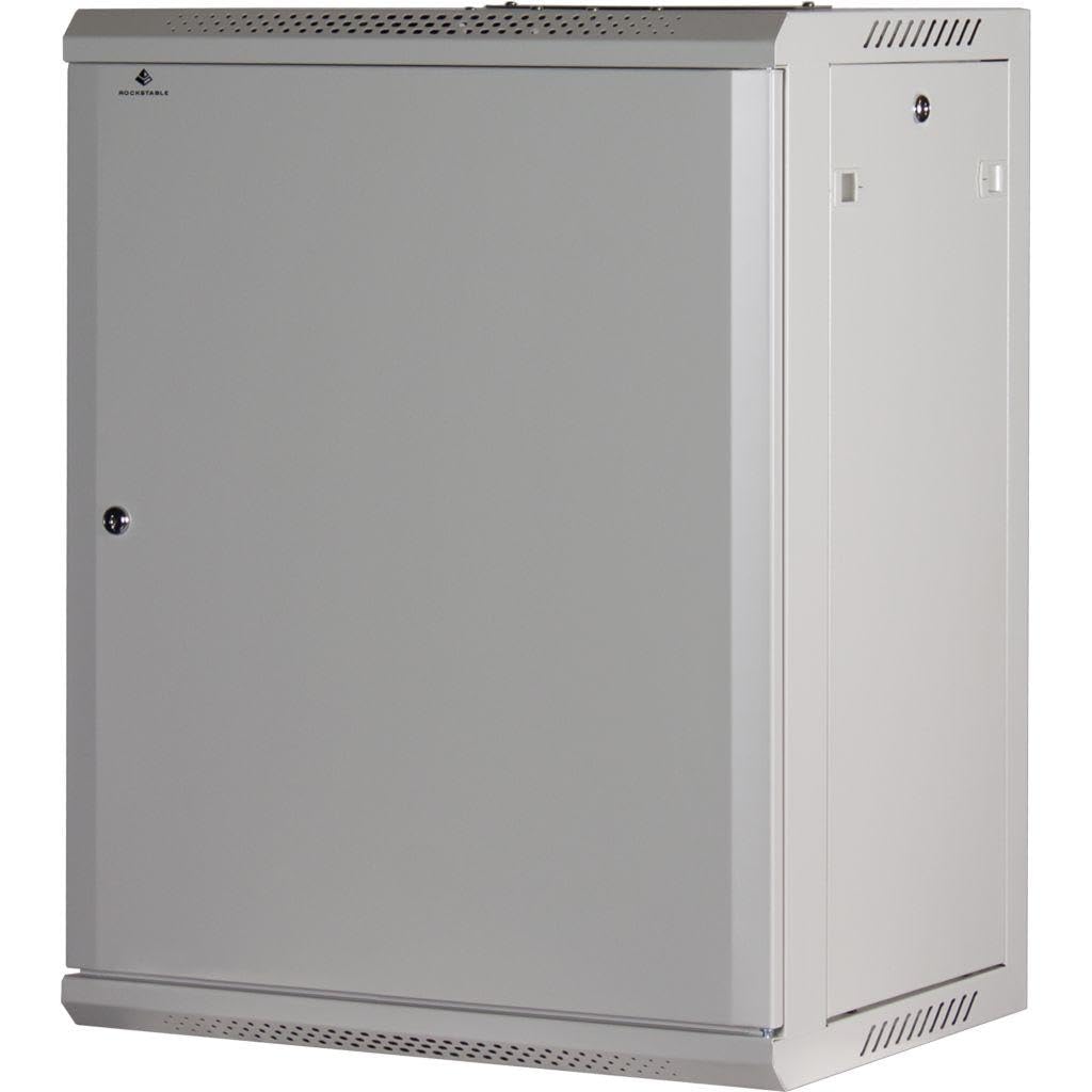 Rockstable 15HE Netzwerkschrank, Serverschrank - 19 Zoll Wandmontage - (BxTxH) 600x440x770mm mit Stahltür - Weiß - Abschließbar - Vormontiert - Traglast 60kg